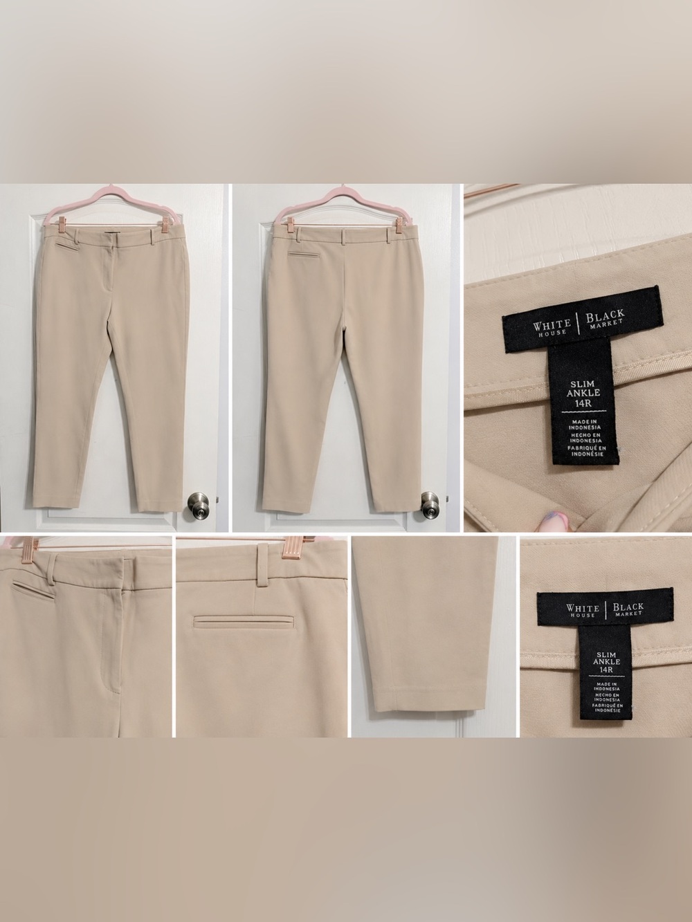 White House Black Market Slim Ankle Dress Pants in Beige